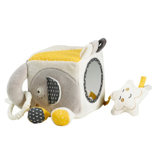 Cube d'activités bébé en velours gris