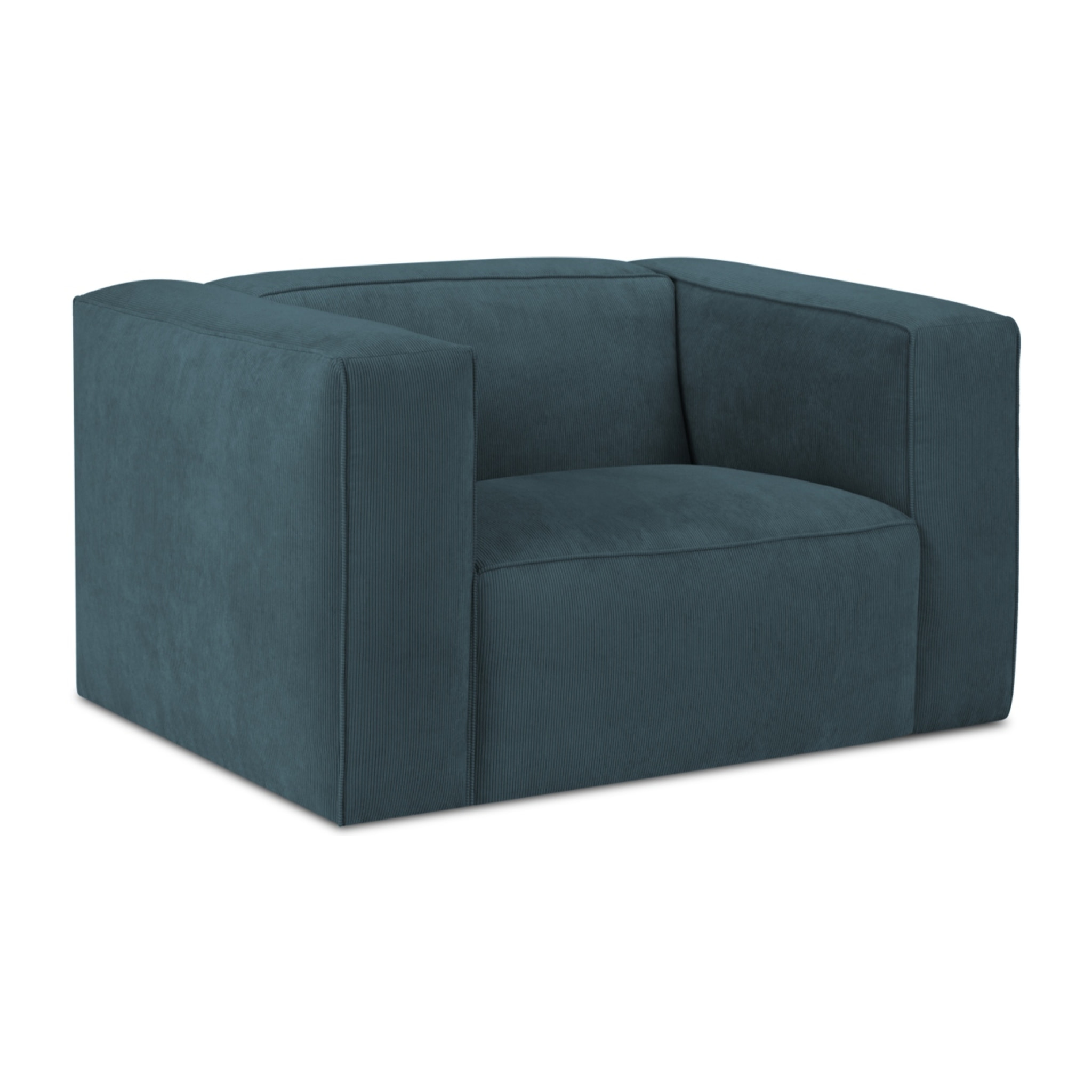 Fauteuil "Muse" en velours côtelé bleu foncé