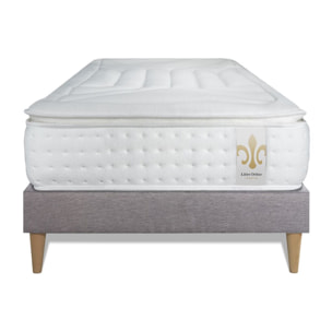 Ensemble Matelas Vingt-Quatre PLUS - 24cm - Ressorts ensachés et mémoire de forme - Confort hôtelier - Sommier kit Gris