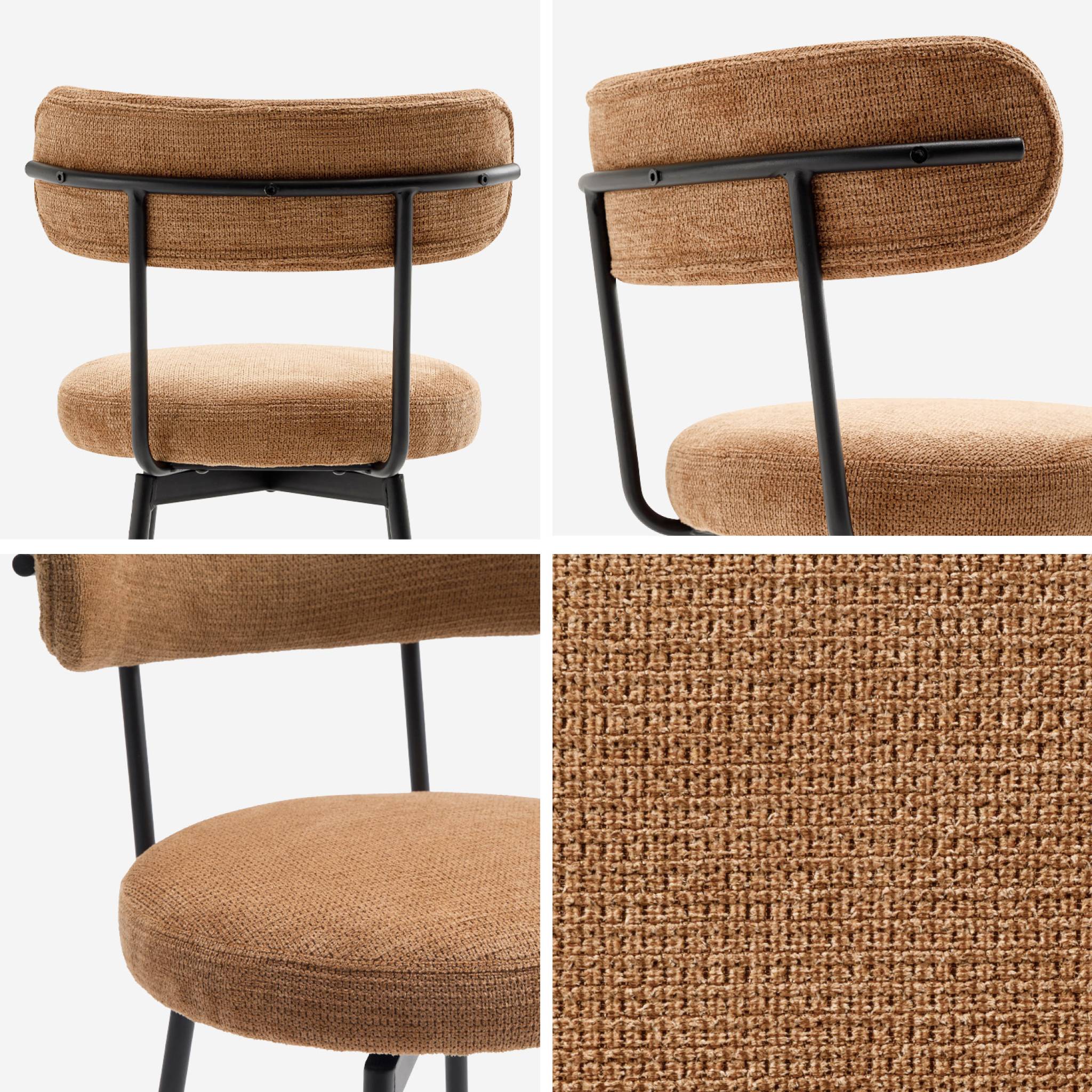 Lot de deux tabourets de bar assise rotative métal noir et tissu camel - L 50 x P 50 x H 92cm - Iris