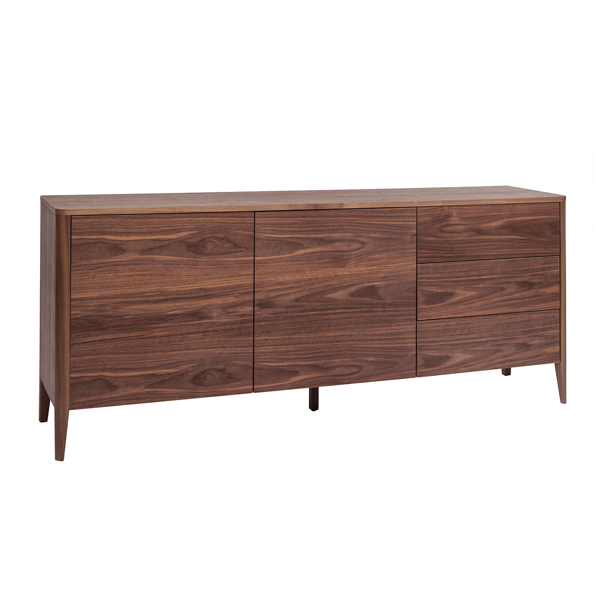 Buffet en bois foncé noyer 2 portes 3 tiroirs 180 cm BENJA