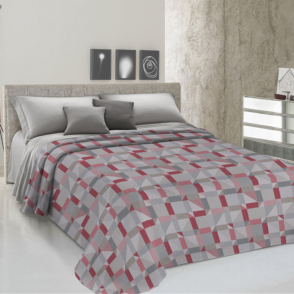 Copriletto di cotone atene rosso 100% cotone