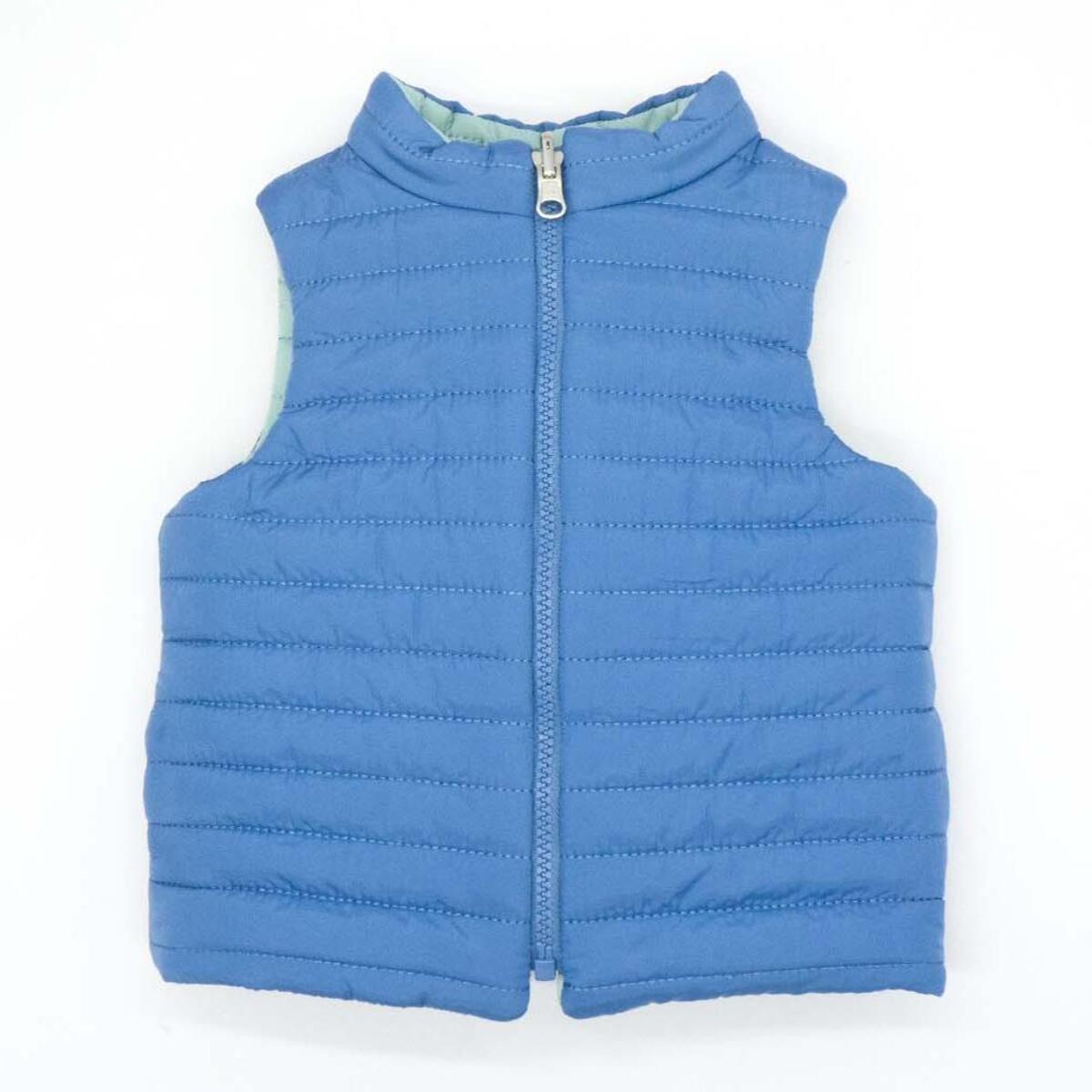 Chaleco reversible acolchado verde y azul