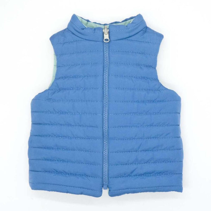 Chaleco reversible acolchado verde y azul