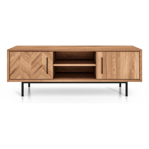 Meuble tv bois hêtre 2 portes paola 144x45cm
