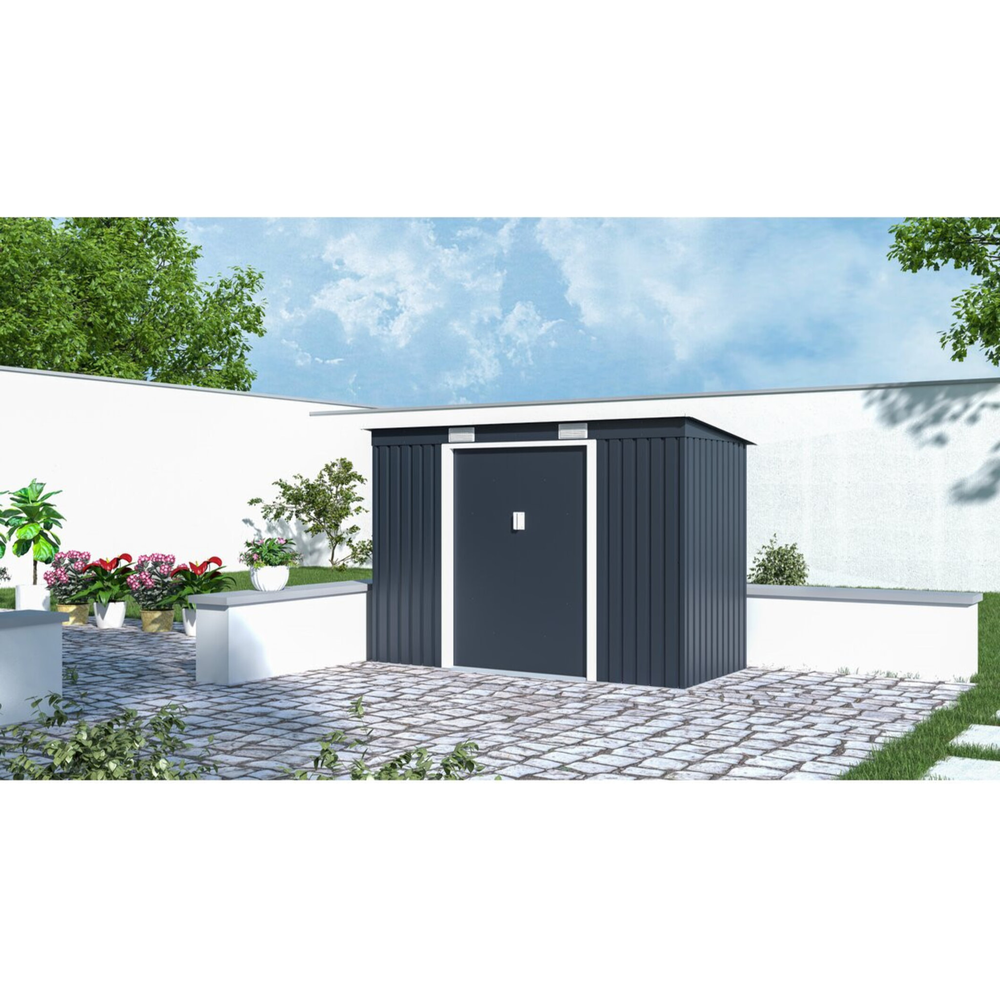 Abri de jardin métal monopente "Austin" - 3,14 m2 - Gris