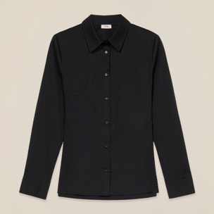 Oltre - Camicia basic in popeline - Nero