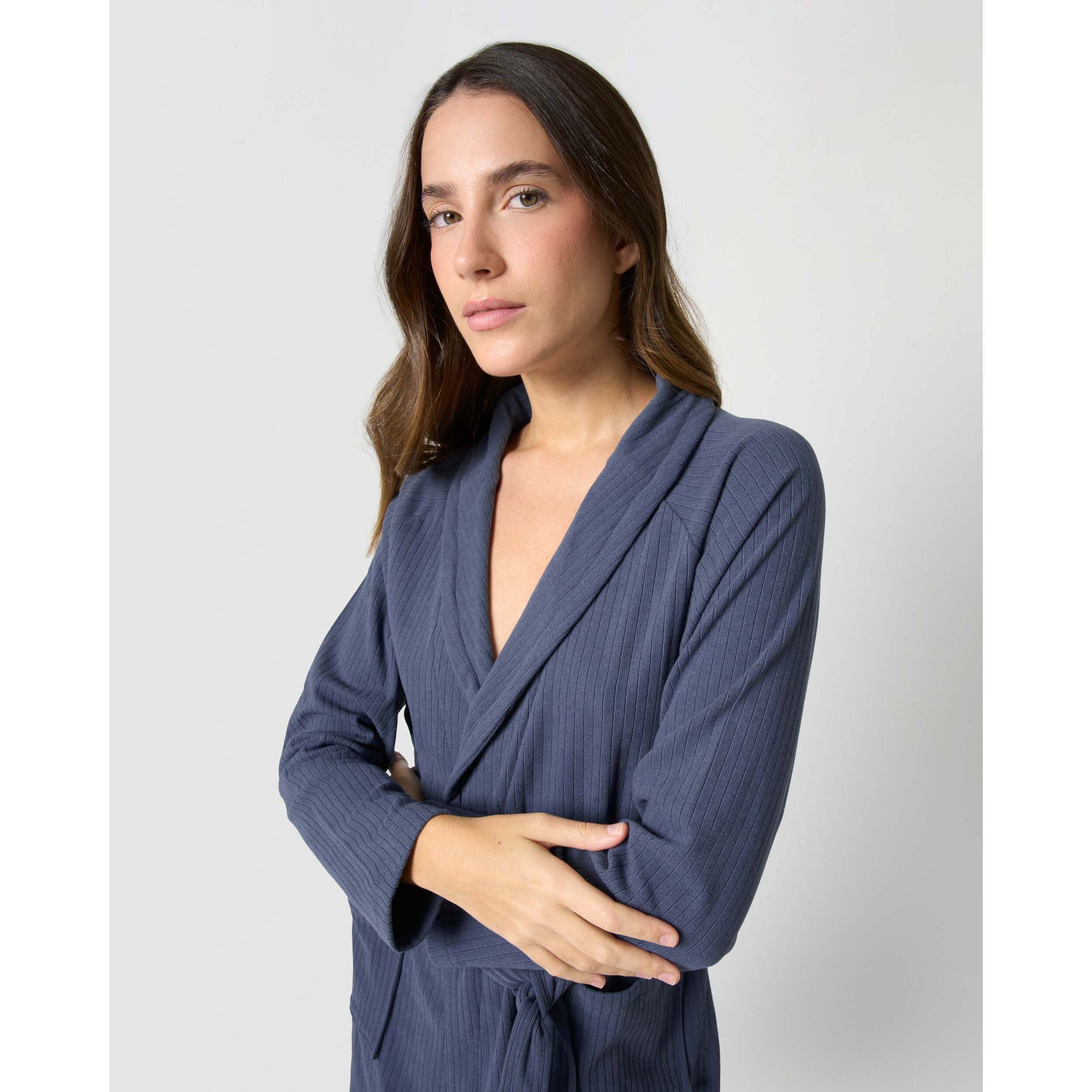 Bata canalé raya ancha azul azafata