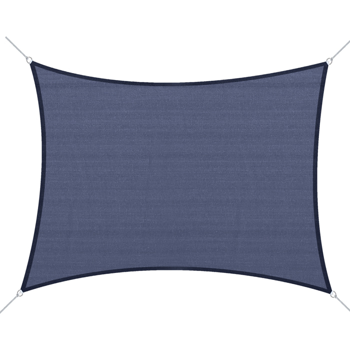 Voile d'ombrage toile solaire rectangulaire 6L x 4l m HDPE bleu