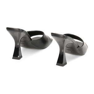 Mules Open Toe nere, tacco 9,5 cm