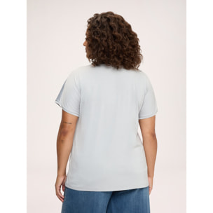 Fiorella Rubino - Camiseta bimatérica en raso de viscosa - Gris