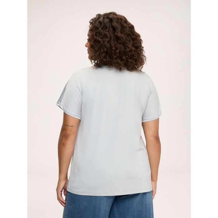 Fiorella Rubino - Camiseta bimatérica en raso de viscosa - Gris