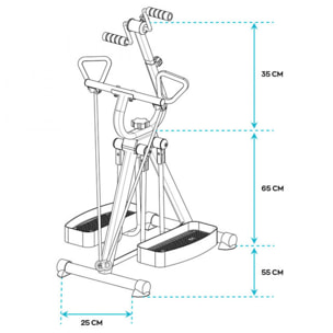 Cyclette biciclo per riabilitazione muscolare braccia e gambe con stepper e bande elastiche push-up modulare e regolabile.