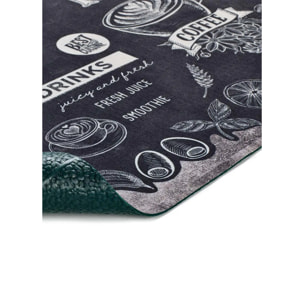 RICCI Alfombra vinílica de cocina diseño de menús en negro, varias medidas disponibles.