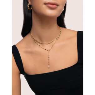 Collana Y Turmalina Stones  in Acciaio Placcato Oro