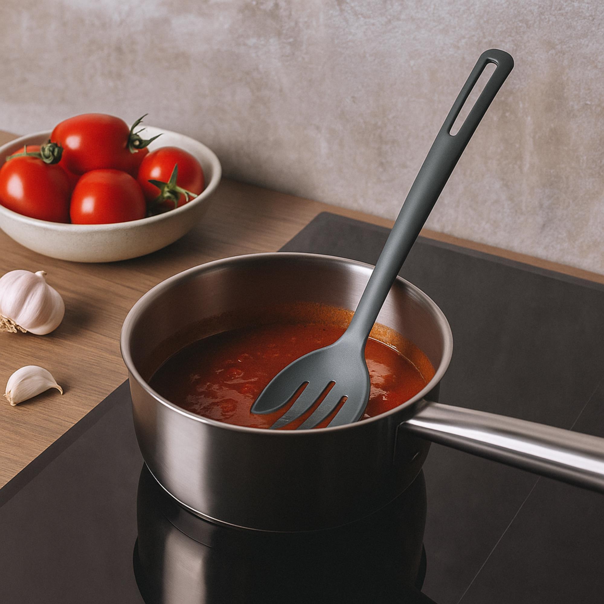 juego de batería de cocina de 7pc en acero inoxidable + 6 utensilios básicos de cocina en pbt negro