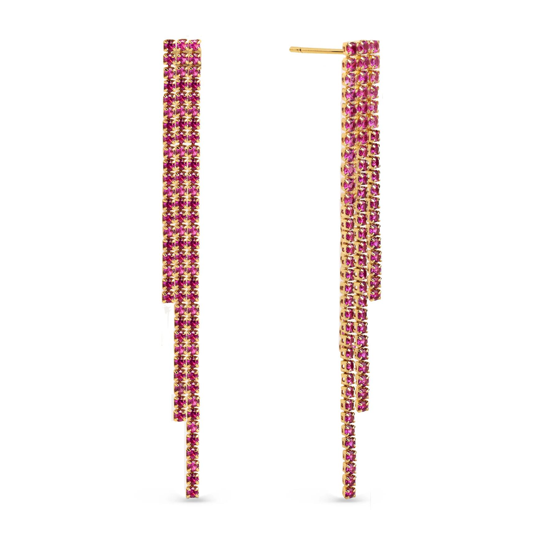 Pendientes Riviere Triple Pink Baño Oro