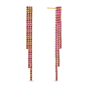 Pendientes Riviere Triple Pink Baño Oro