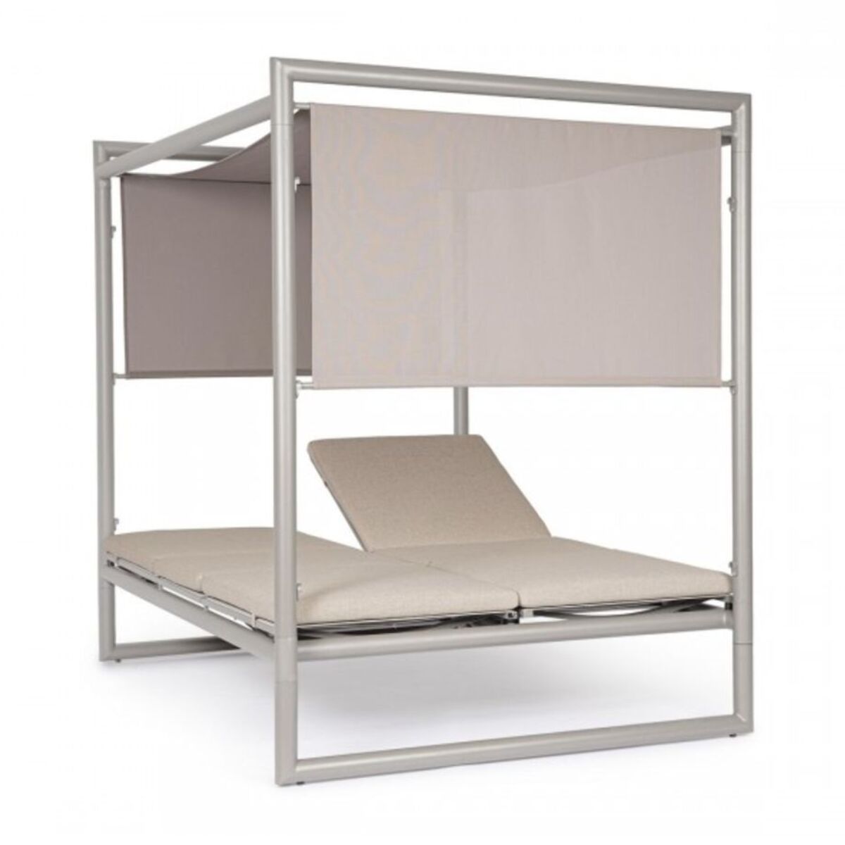 Daybed KONNOR in alluminio tortora con lettini reclinabili beige
