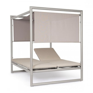 Daybed KONNOR in alluminio tortora con lettini reclinabili beige