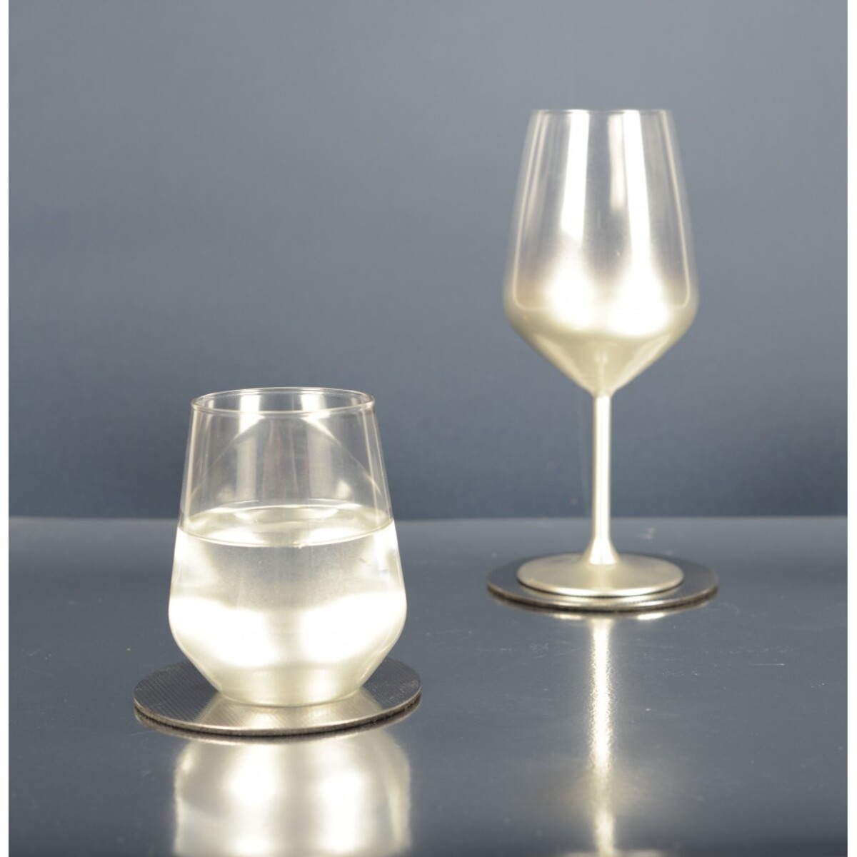 DESSOUS DE VERRE ARGENT 10X10CM - LOT DE 4