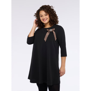 Fiorella Rubino - Vestito corto con fiocco maculato - Nero