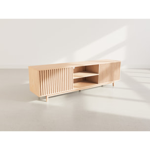 Freya - meuble tv 180 cm - 2 portes et 2 niches - Bois