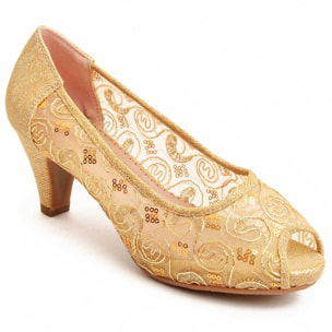 Zapato de tacón - Dorado - Altura: 6 cm