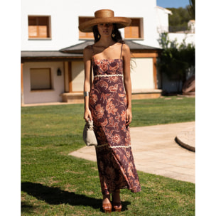 Vestido midi de tirantes con Corte Imperio y Volante