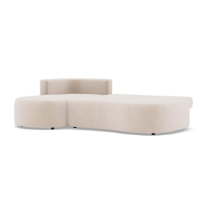 Mahina - canapé d'angle gauche 4 places convertible avec coffre en velours côtelé - Beige