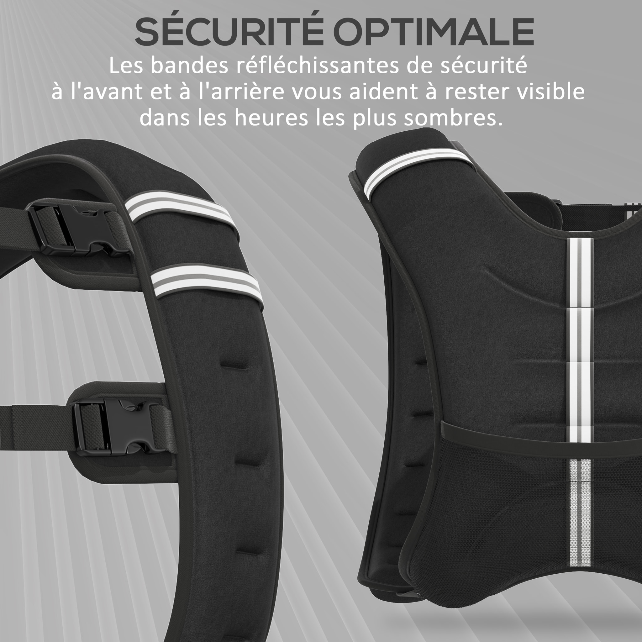 Gilet lesté 8 Kg - veste lestée de sport fitness - poche de rangement intégrée - Oxford noir