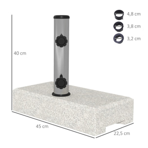 Pied de parasol en granite gris - poids net 25 Kg - 2 vis de serrage - compatible mât 32 à 48 mm