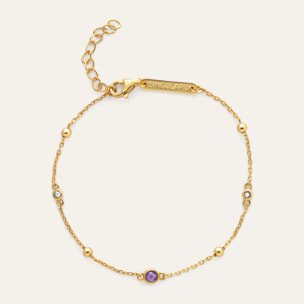 Pulsera Birthstone Plata Baño Oro