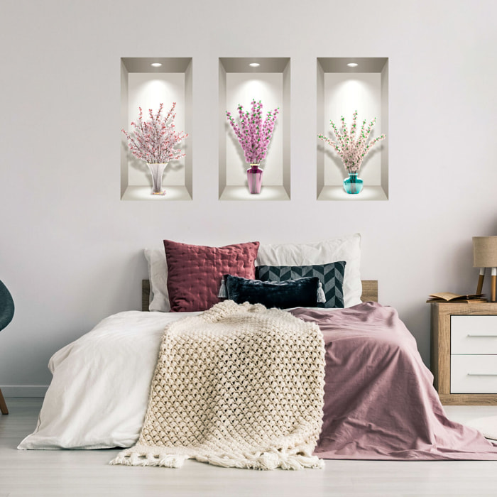 Stickers muraux 3D | Sticker Mural Autocollant effet 3D fleurs bouquets de cerisier - Stickers adhésifs 3D Chambre Salon Trompe l'oeil