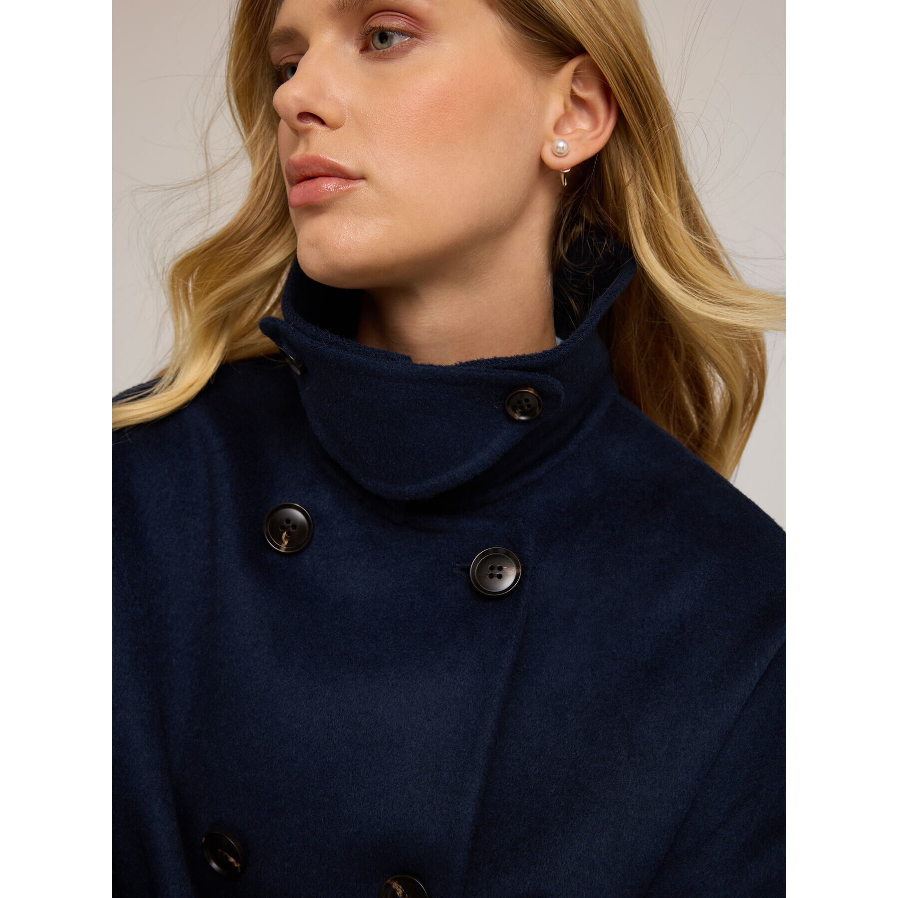 Motivi - Cappotto doppiopetto in panno misto lana - Blu