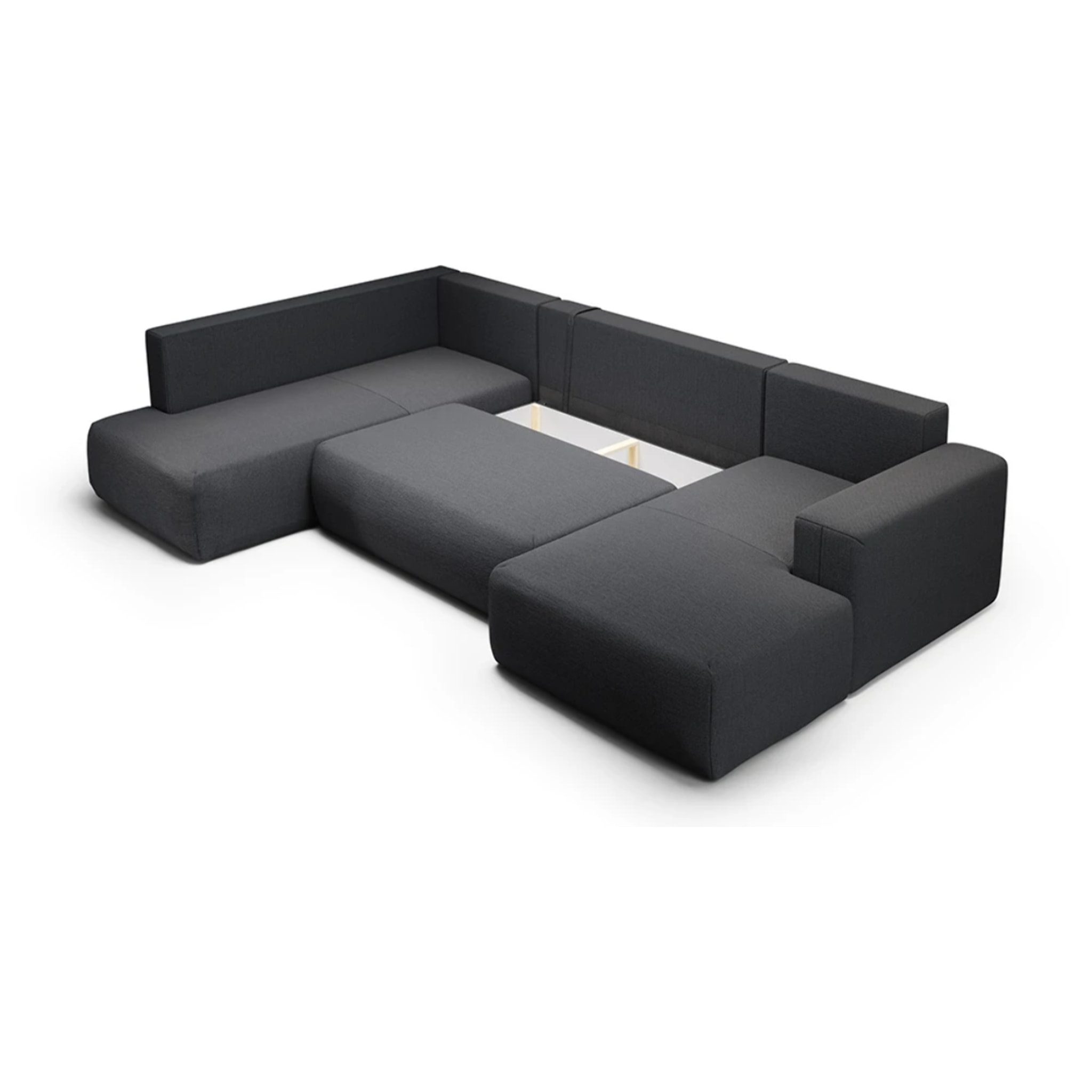 NALA - Canapé panoramique gauche 5 places en tissu gris foncé