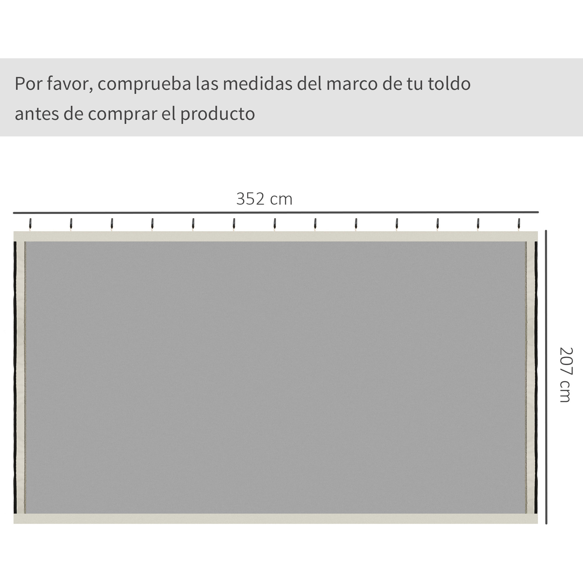 4 Paneles Laterales 352x207 cm para Carpa de Jardín Mosquitera con Cremalleras