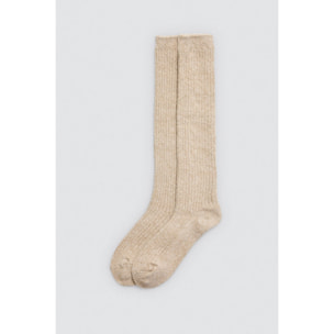 Calzini extra lunghi a coste beige
