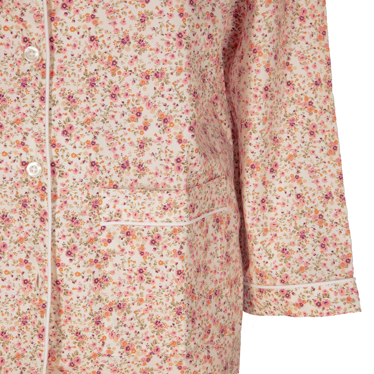 Pigiama leggero DONNA cotone fiori rosa e marroni