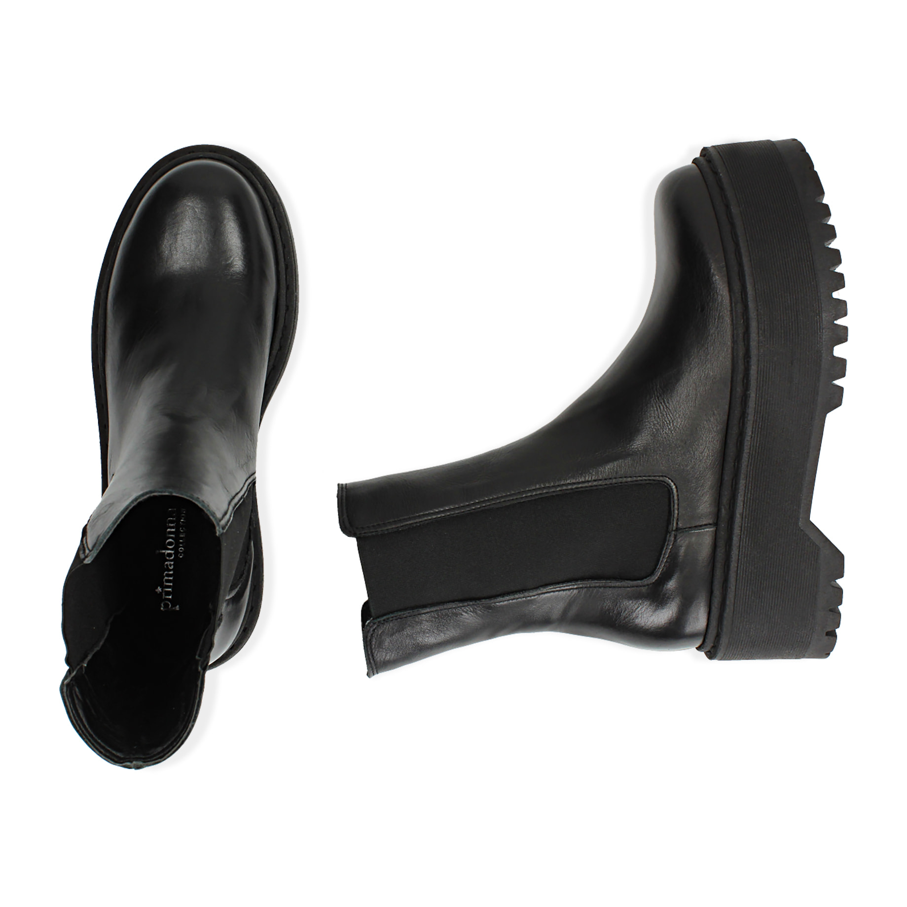 Chelsea boots neri in pelle di vitello, suola 6 cm