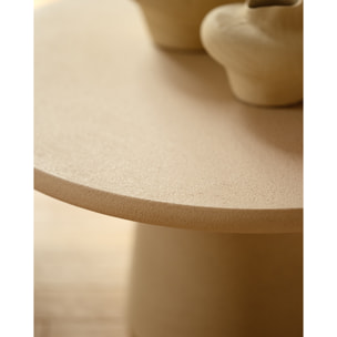 Mesa auxiliar redonda de microcemento en tono beige 45x50cm Alto: 50 Largo: 45 Ancho: 45