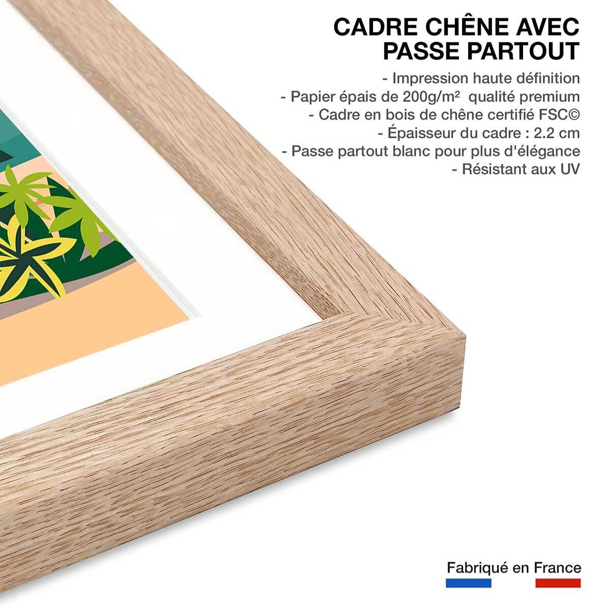 Poster de monaco dream Affiche + cadre en bois - Chêne
