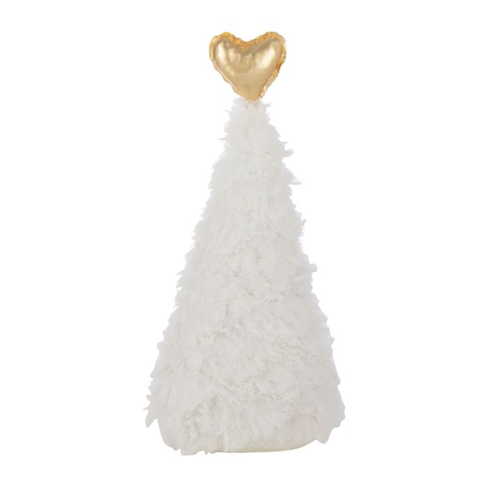 J-Line décoration Sapin de Noël Cœur - polyrésine - blanc/or - small