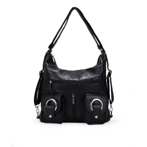 Bolso mochila negro con cremalleras