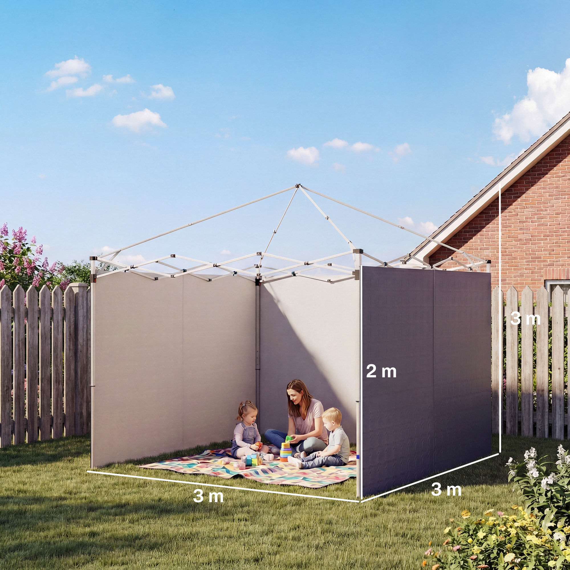 3 Paredes Laterales para Carpas de 3x3 m, Paredes Laterales de Repuesto para Cenador de Tela Oxford 210D con Cremallera, para Fiestas, 300x200 cm, Azul Oscuro