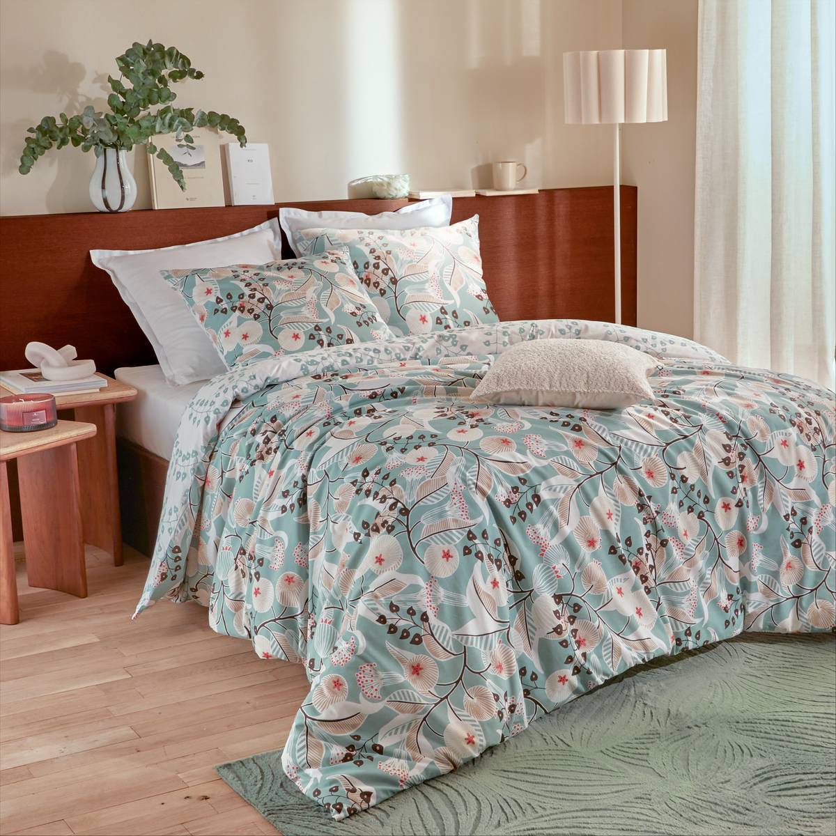 Parure de lit imprimée Vegetal Marin 260x240cm en coton