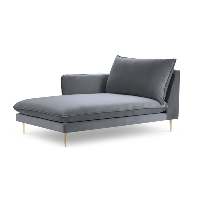 Méridienne gauche "Vienna" en velours bleu gris