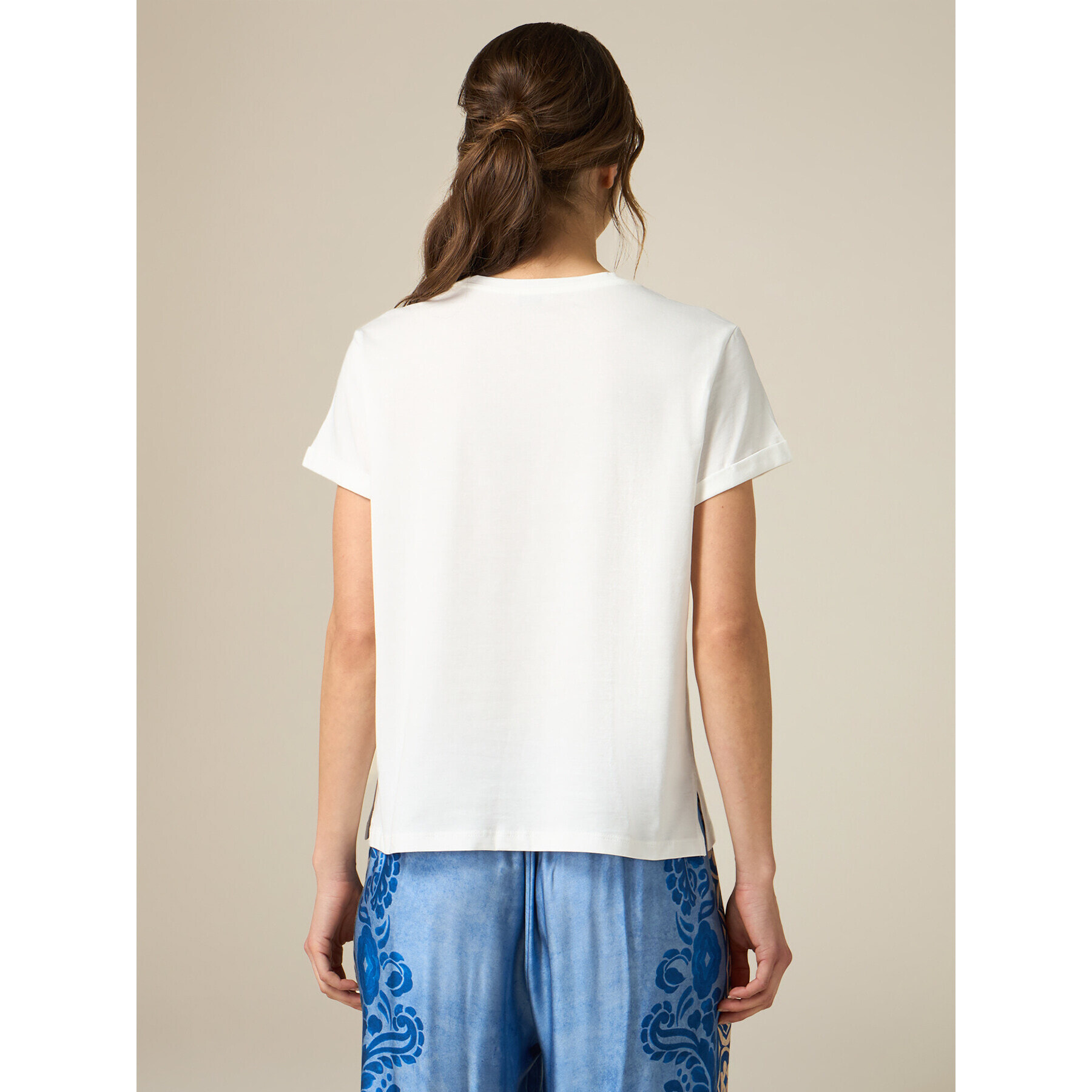 Oltre - T-shirt con micro cristalli - Bianco