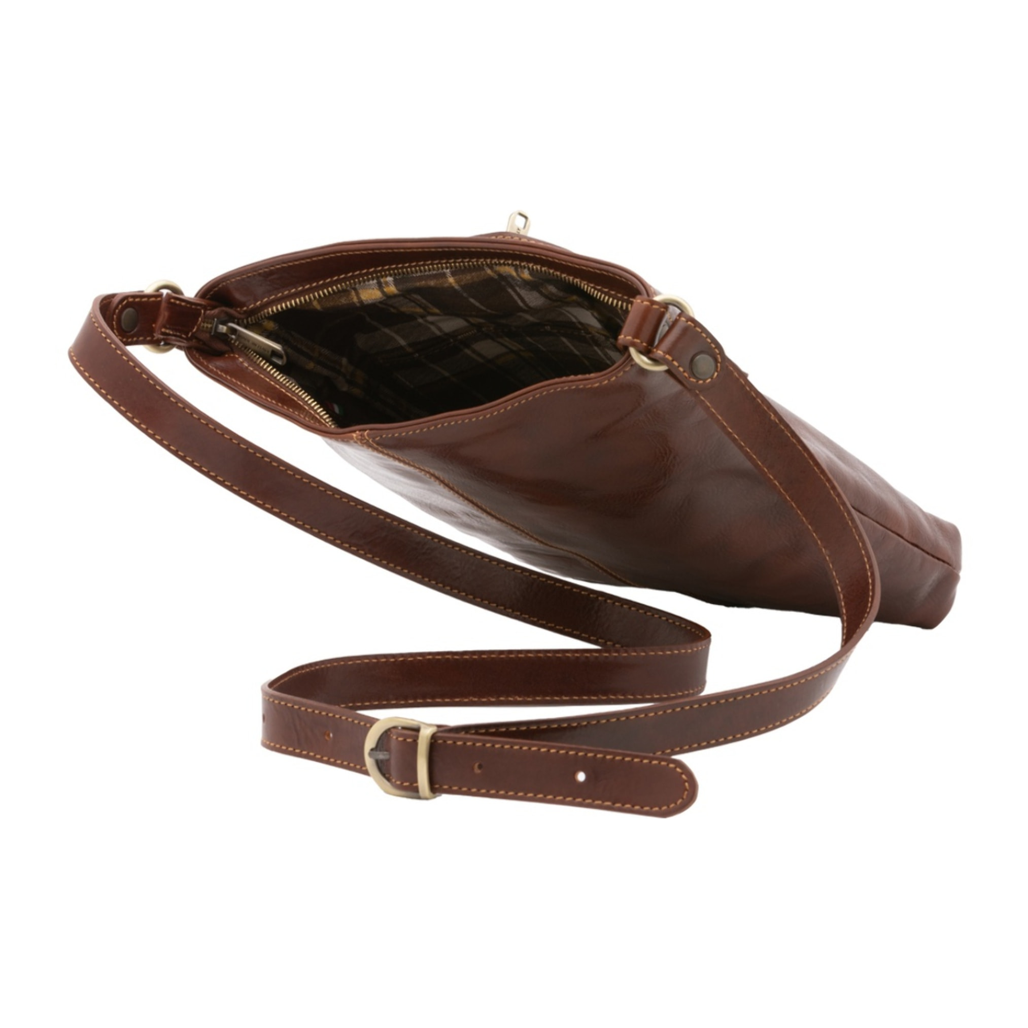 Borsa a tracolla uomo in vera pelle - Modello False - Made in Italy - 26.0 x 34.0 x 5.0 cm