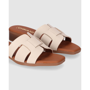 Sandalias de Piel - Hielo - Tacón: 3 cm